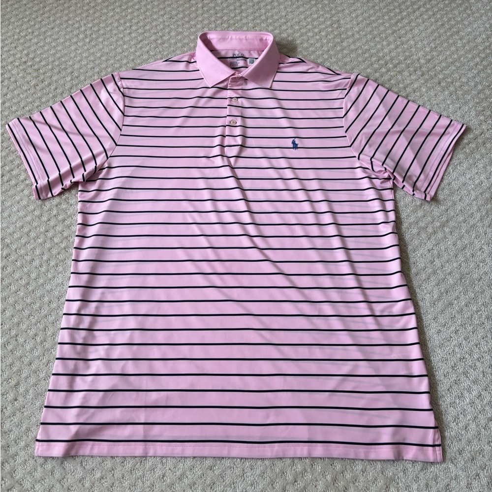 Polo by Ralph Lauren Pink and Blue Striped Polo Shirt